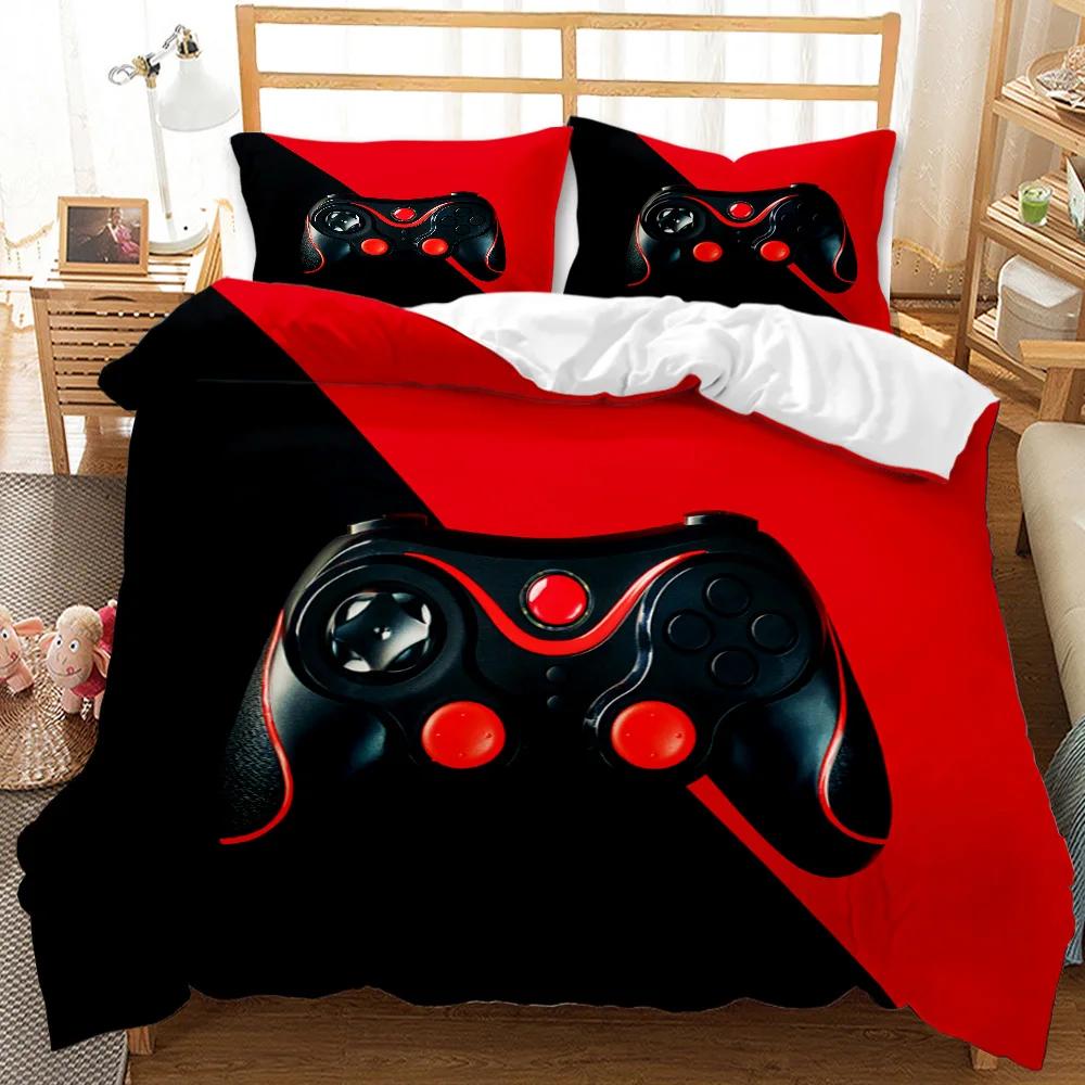 Gaming Duvet Cover Set Gamepad Headset Gaming Theme Bedding Set for Boy Teens Bedclothes Double Queen King Polyester Qulit Cover