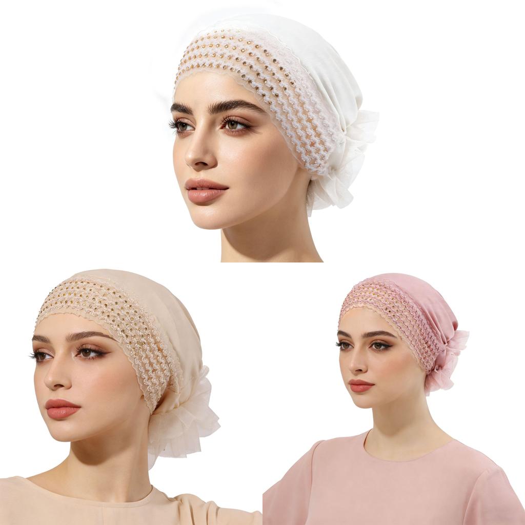 Plain Color Silk Cotton Head Cover With Sunshade And Elastic Band For Casual Wear