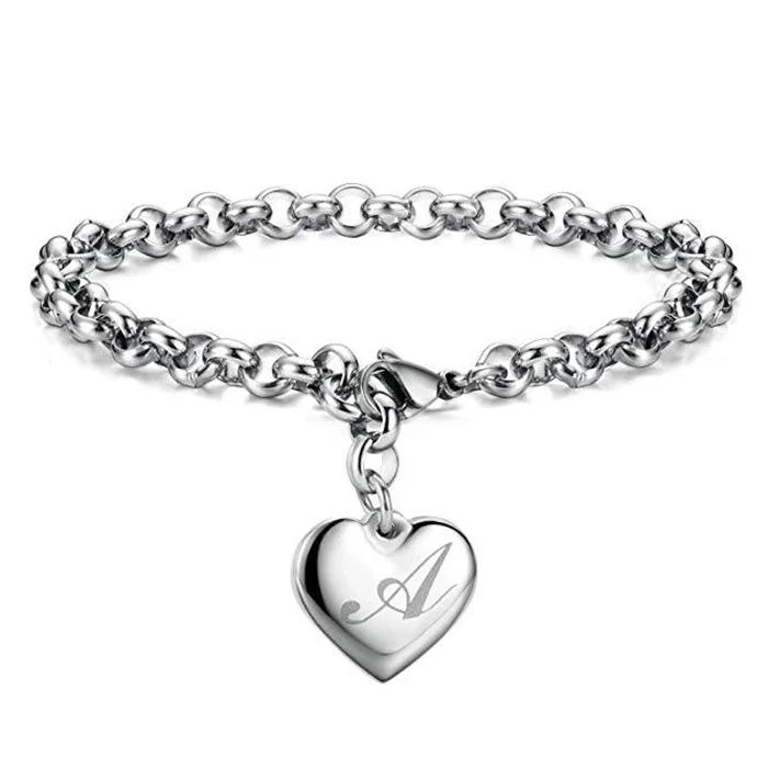 New Copper noble Heart 26 Letteres chain Bracelets for women Fashion Designer party wedding Jewelry gifts