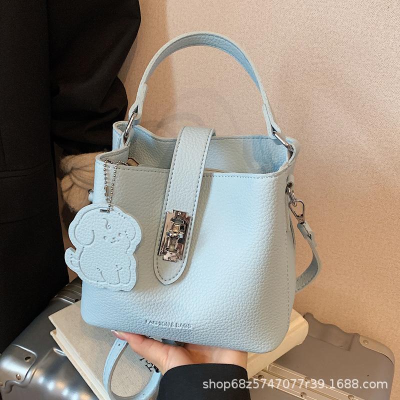 Women's bag 2025 new high-end texture pebbled pattern shoulder crossbody bag versatile casual trendy fashion hand-held bucket bag