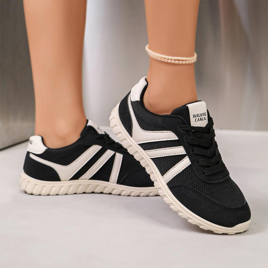 Women's Color Block Retro Casual Low Top Athletic Shoes for Everyday Wear