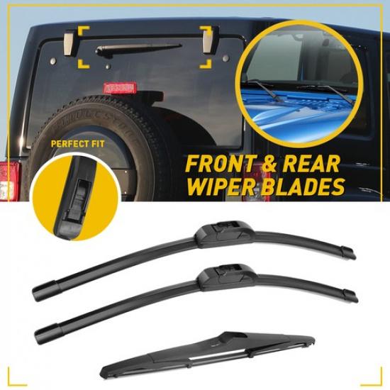 

For 2000- Jeep Wrangler Set 3 of Front & Rear Wiper Arm & Blade 4L0955407 B