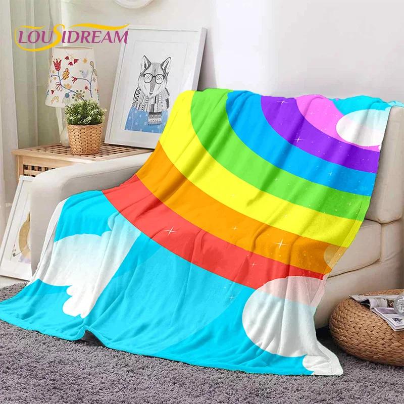 Rainbow Colour Illusion Cartoon Soft Flannel Blankets,Throw Blanket Comfortable Blanket for Picnic Beds Sofa Home Bedroom Gifts