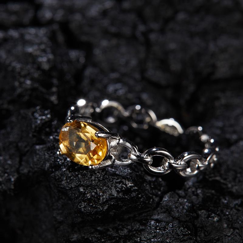 Original Design Does Not Fade Niche High Sense S925 Sterling Silver 18K Natural Citrine Lucky Treasure Ring Women