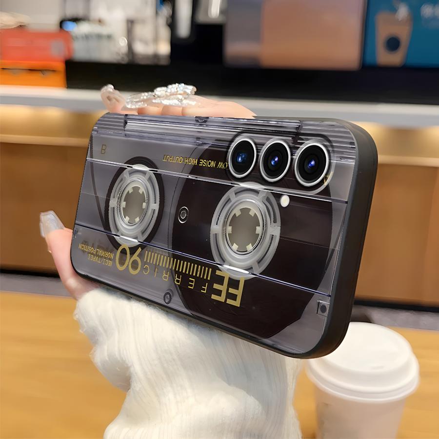 Retro Cassette Tape Case for Samsung Galaxy A41 A24 A55 A26 A72 A36 A23 A53 A32 A22 A52 A51 A73 A35 A25 A71 Black Soft Phone