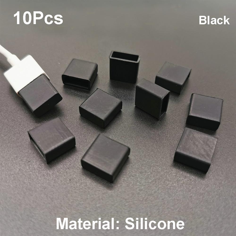 

10 шт. U-диск USB 2.0/3.0 Type-A, силиконовая защитная крышка от пыли 10PCS-Black