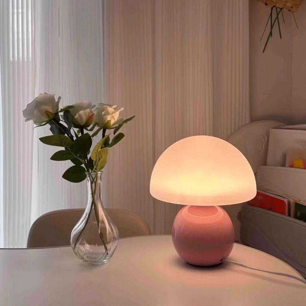Tri Color Dimming Table Lamp USB Plug Atmosphere Light Creative Mushroom Bedside Lamp  Living Room