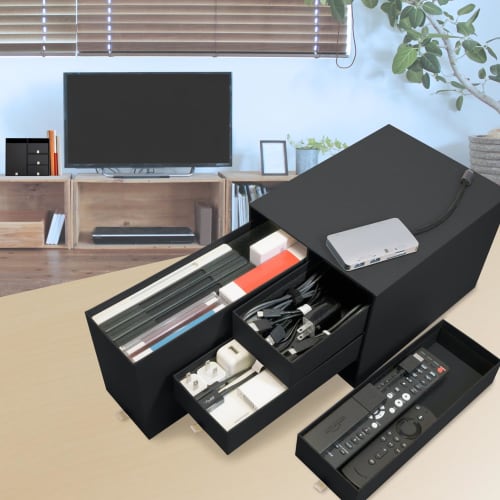 Plus Desk Organizer Accessory Storage Box Storage Case Drawer Cosmetics Living Post Black L Size LP-304YL 85-133