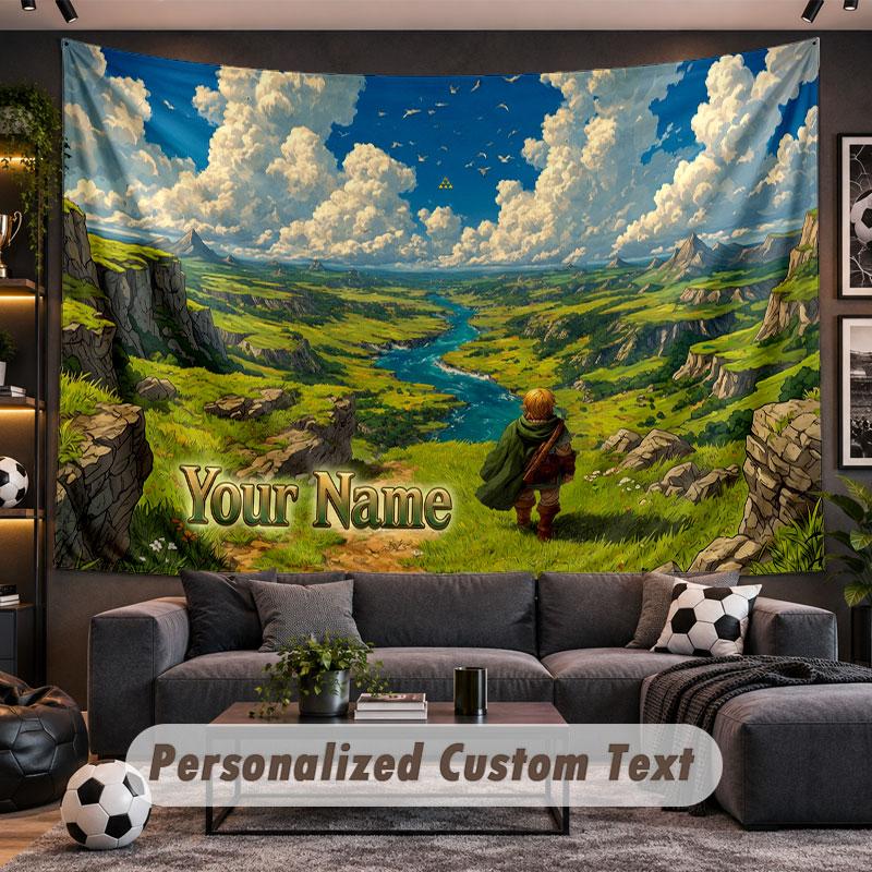 Wall Hanging Tapestry Custom NameZelda Pattern Personalized Printed Fabric Wall Decor