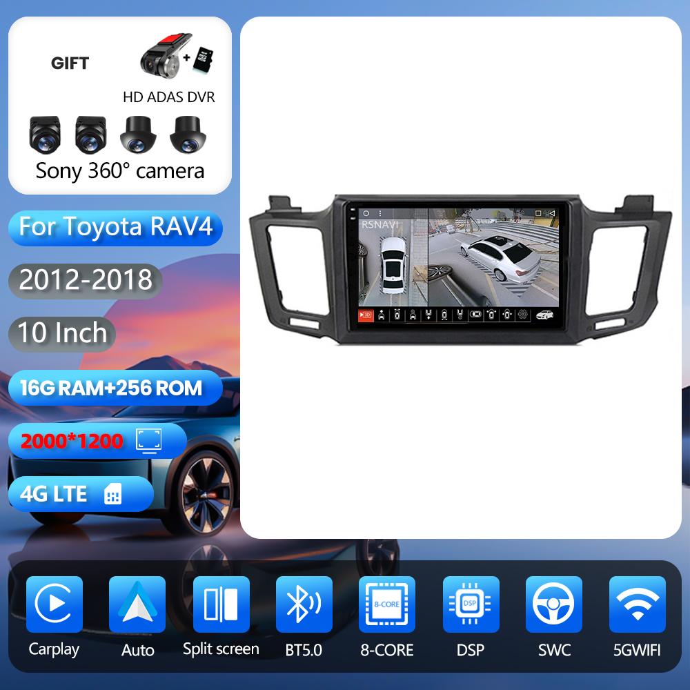 Android 16 for Toyota RAV4 2012 - 2018 Carplay Auto Radio Multimedia Player Car Stereo GPS Stereo 2din Steering Wheel Control
