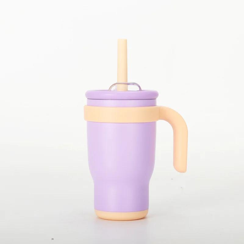 

Color Blocking 14Oz Straw Car Cup, Children S Student Insulated Cup, Stainless Steel Water Cup Handle, The Best Present For Car Cup 401-500ml