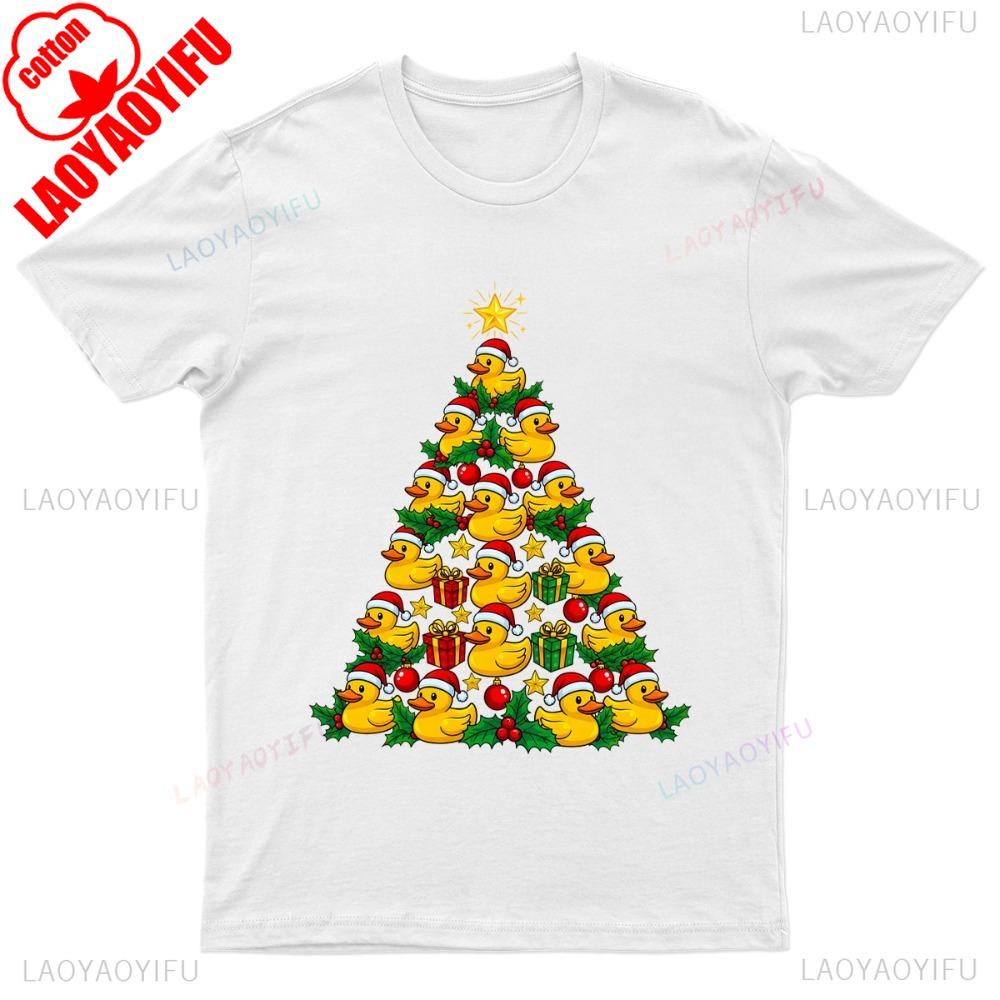 Rubber Ducks Christmas Tree TShirt Unisex Gift Retro Funny Christmas Ducks Graphic Shirt New Year Streetwear Gift Men Clothing
