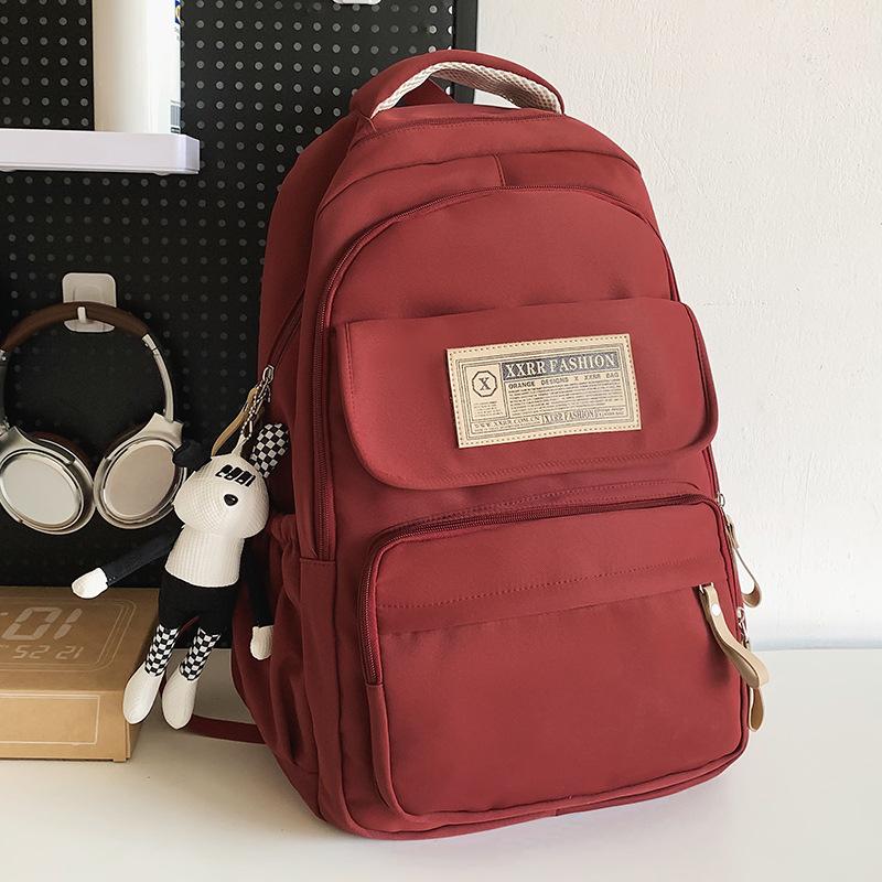 School Bag Children Primary School Students Female Large Capacity Burgundy Backpack Middle School Students College Students Male Backpack