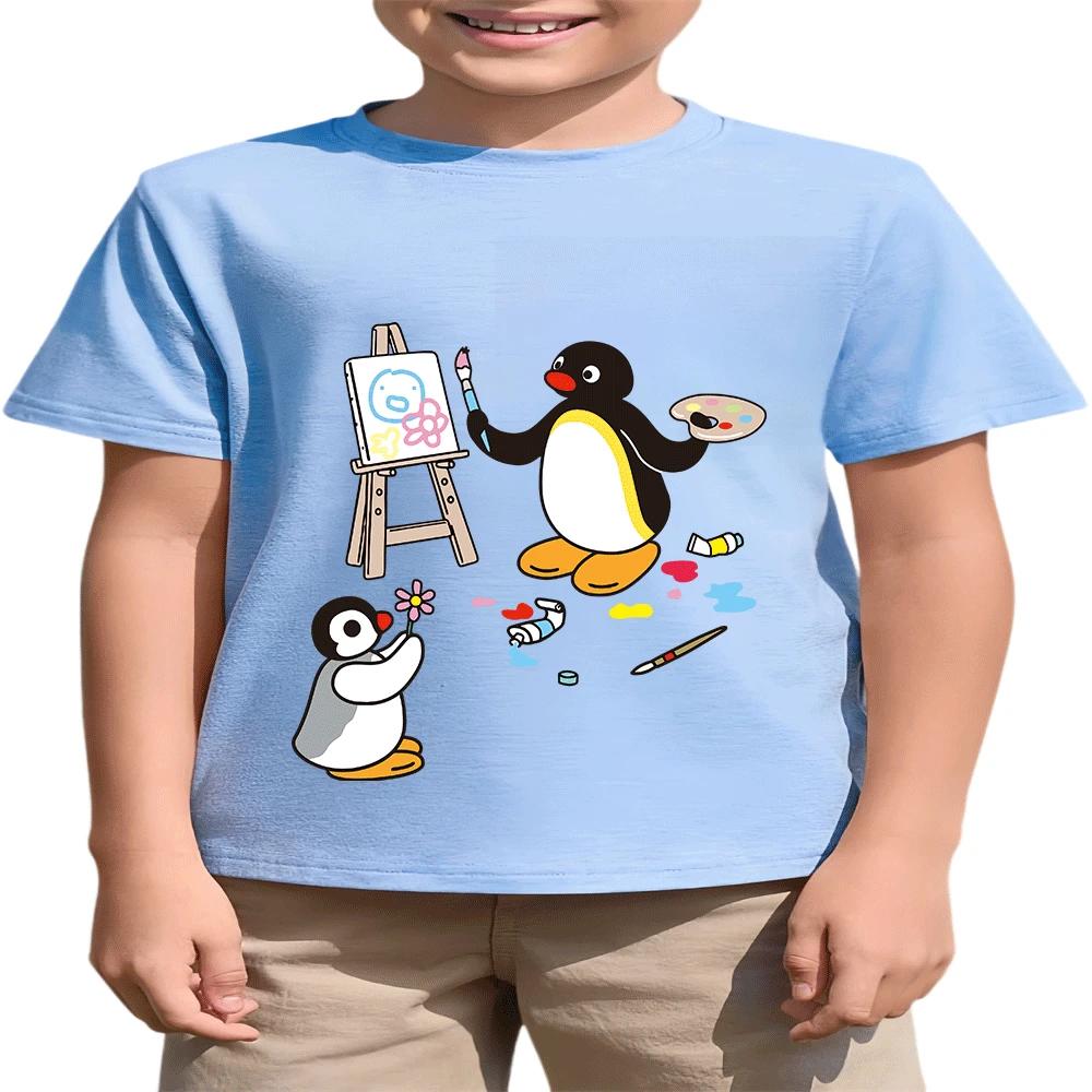 Horký výprodej 2026 Léto Dětské Pingu Kreslený Potisk Módní Tričko