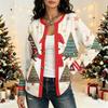 Women's Christmas Print Cardigan Long Sleeve Open Front Jacket for Holiday Party and Everyday Wear