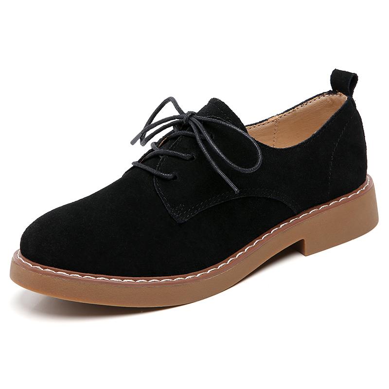 Casual Lace-up Women's Suede Low-top Leather Shoes