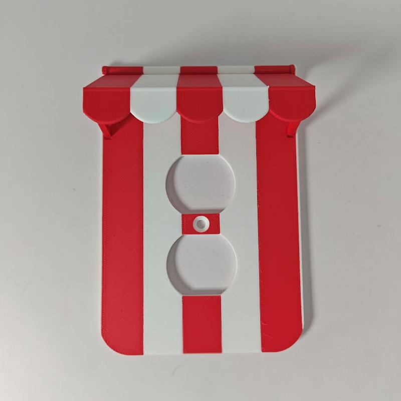 Red White Carnival Awning Switch Plate Cover 3D Printed Decor Socket Frame Vintage Wall Decor For Home Bedroom Living Room Decor