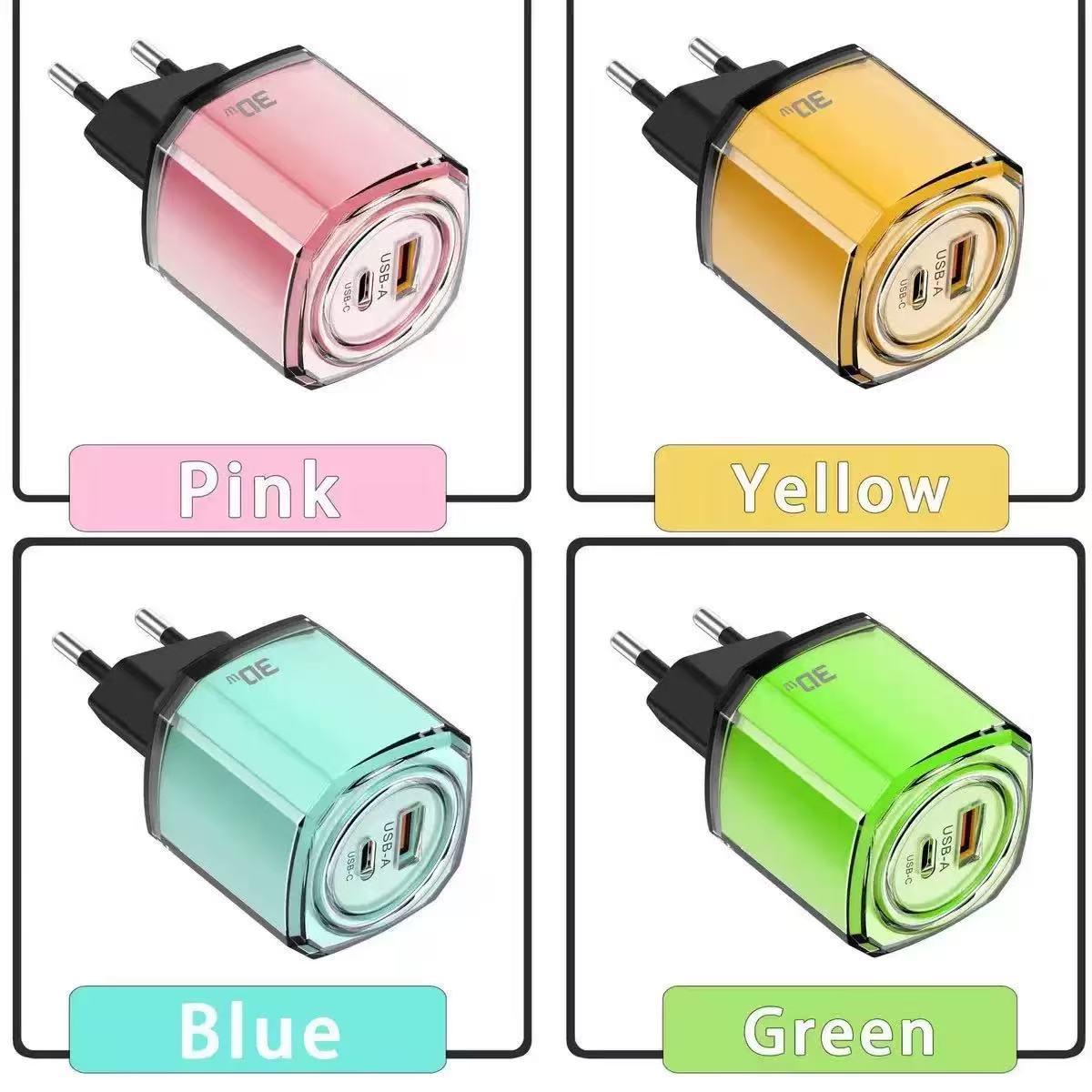 

PD30W Apple-Compatible Dual-Port Transparent Charger 30W EU 12W Round Block
