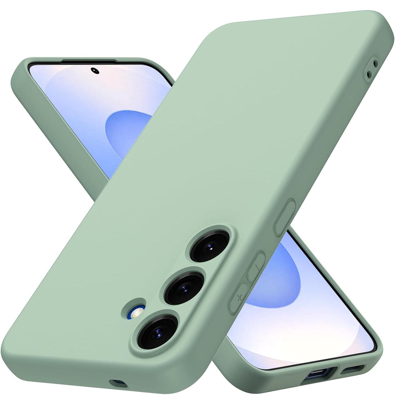 

Жидкий силиконовый чехол для Samsung Galaxy S25 S25Plus S25+ S25 Ultra S24 Жидкий силиконовый чехол для всего корпуса, защитный чехол для камеры, силиконовый чехол Samsung S25 зелёный