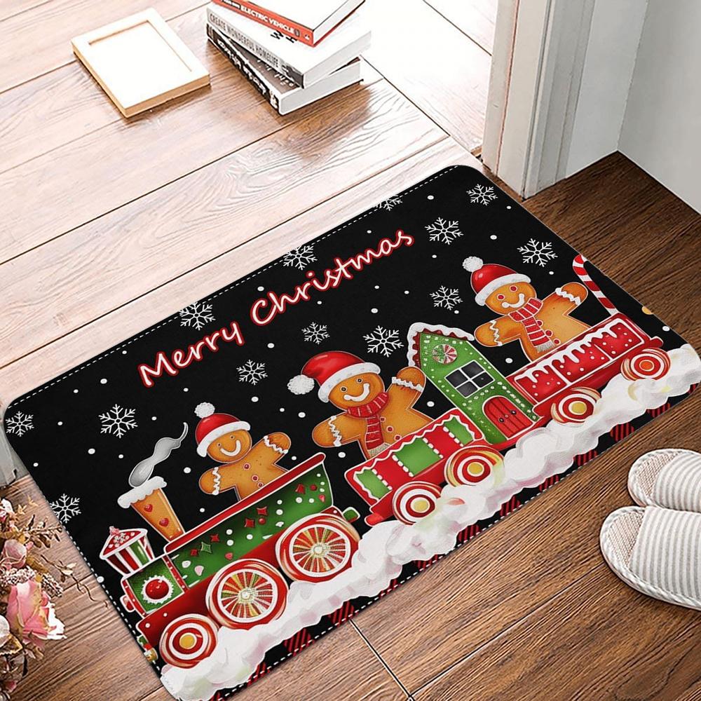

Christmas Gingerbread Man Print Doormat Non-Slip Rugs Carpet Indoor Outdoor Floor Mat Living Room Bedroom Bath Kitchen Rug 40x60CM