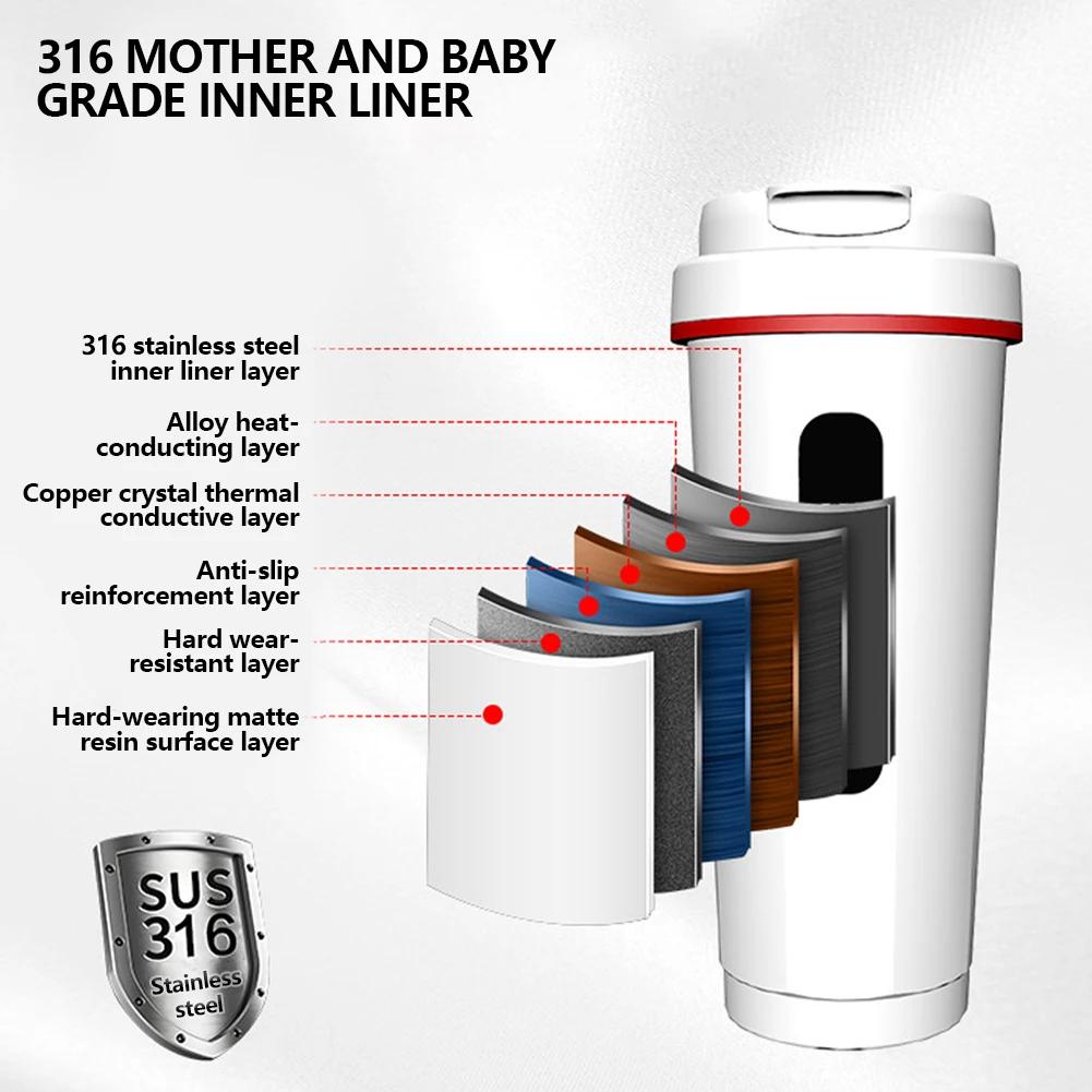 Portable 500ml Car Electric Kettle 12V 24V 316 Stainless Steel Heating Cup Vehicle Auto Boiling Water Warmer Thermos