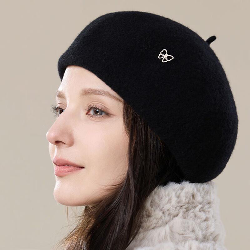 JIUMU Women's Pure Wool Beret Hat