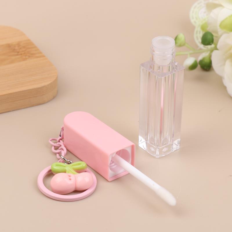 Lippengloss-Flasche mit Schlüsselanhänger, Farbverlauf, Leere Lippenstift-Gloss-Hülse, Nachfüllbarer Flüssigkeitsbehälter, Flasche, Lippenstift-Probenflasche