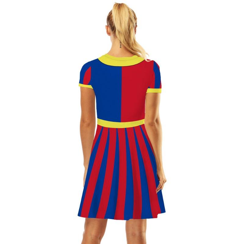 Halloween Carnival Circus Show Skirt Digital Print Women's Crew Neck Dress Clown Dress