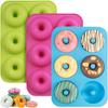 6-Loch Silikon Donut Backform, 3 Stück Lebensmittelgeeignete Silikon Donut Formen, Antihaftbeschichtete Silikon Donut Formen, Donut Form, Donut Blech