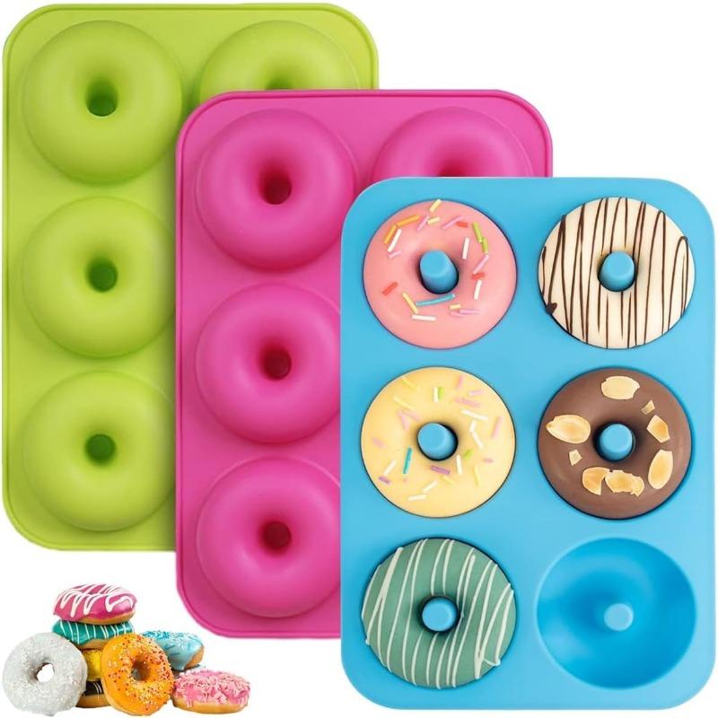 6-Cavity Silicone Doughnut Baking Mould, 3 Pcs Food Grade Silicone Donut Moulds, Non-Stick Silicone Donut Molds, Donut Pan, Doughnut Tray разноцветный