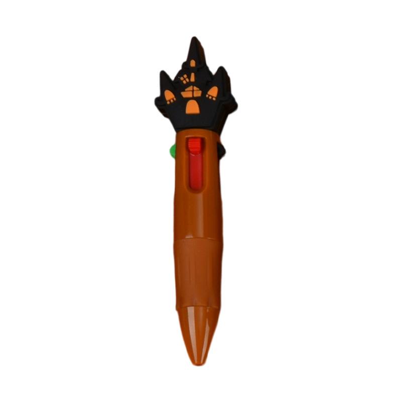 23 Pcs Halloween Haunted Castle Topper Four-Color Retractable Ballpoint Pens, Cute Cartoon Student Stationery,Halloween Favors Back-to-School Gifts