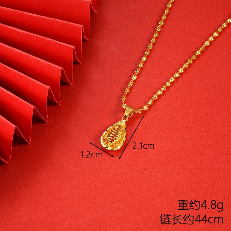 Vietnamese gold-plated necklace for women, long-lasting color, vintage heart-shaped imitation gold jewelry, copper alloy accessory, new clavicle