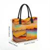  Art Abstract Landscape Tote Bag Large Capacity Casual Canvas Shoulder Bag for Daily Commute Shopping