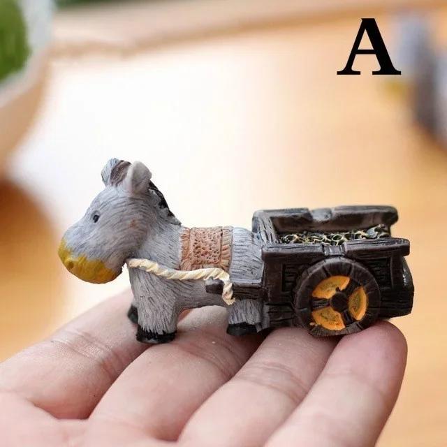 New Mini Craft Micro Landscaping Decor Donkey Pull Board Cars Stone Mill Miniature Fairy Garden Home Decoration DIY Accessories