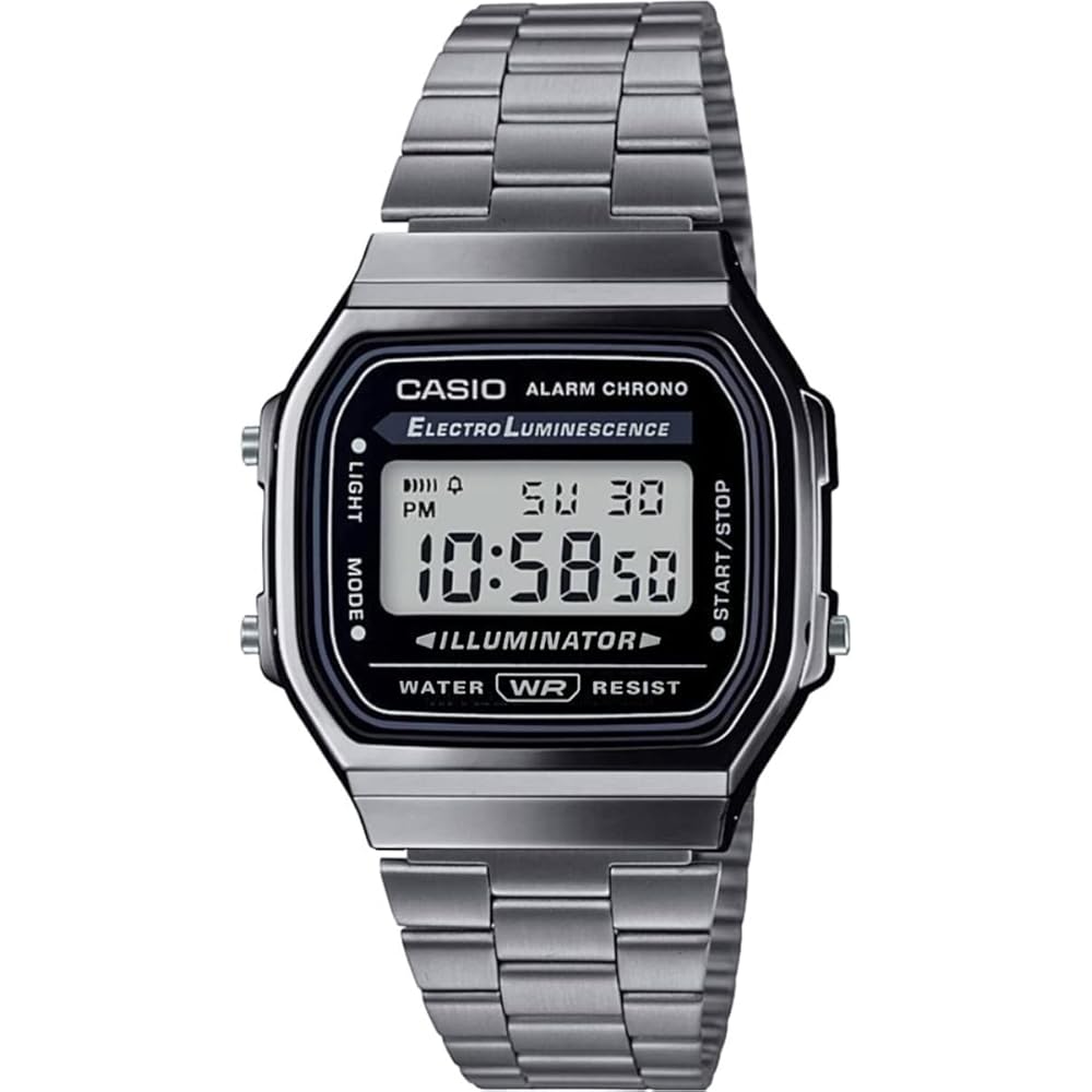 Casio Vintage Series A168WGG-1A Digital Watch Metallic Gray Unisex Kids Fashion Timepiece
