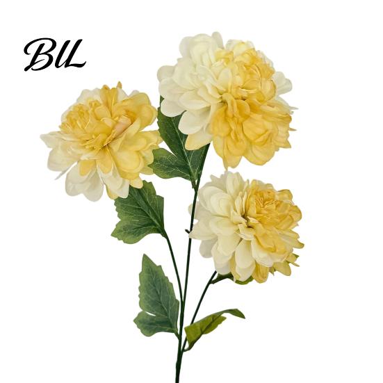 Silk Floral Arrangements Artificial 3 Head Dahlia Flowers, Realistic Fabric Arrangement, Long Stem Fake Dahlias Adjustable Flowers for Home