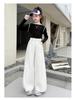 Girls' Wide-Leg Jeans - Fashionable Autumn Scimitar Pants for Middle Schoolers.