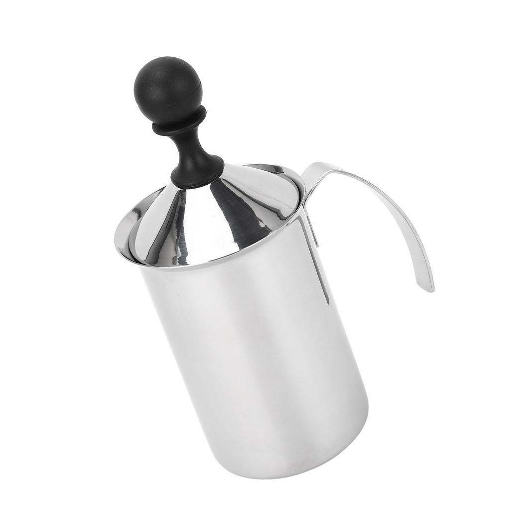 Manuell mjölkskummare 304 Rostfritt stål Dubbel filtermaska Manuell mjölkskummare för Kaffe Varm