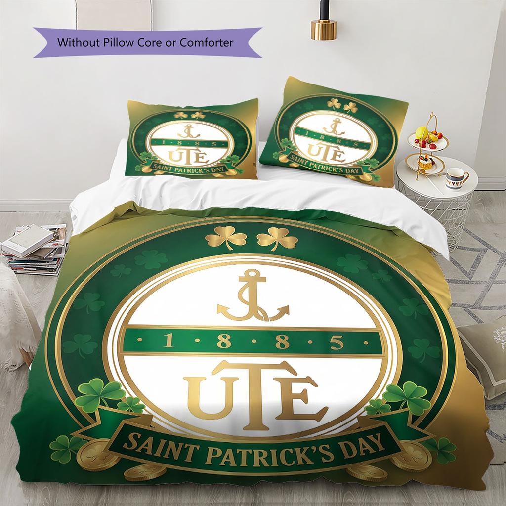 UjpestFC Pattern Bedding Quilt Set Quilt Cover Pillowcase Home Decoration Birthday Gift (1 * duvet cover + 2 * pillowcase, without core)