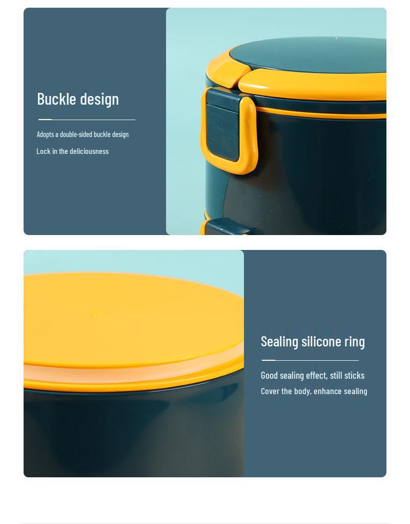 Microwaveable Multi-Layer Ceramic Bento Box: Portable Insulated Container with Compartmentalized Bowls for Office Workers