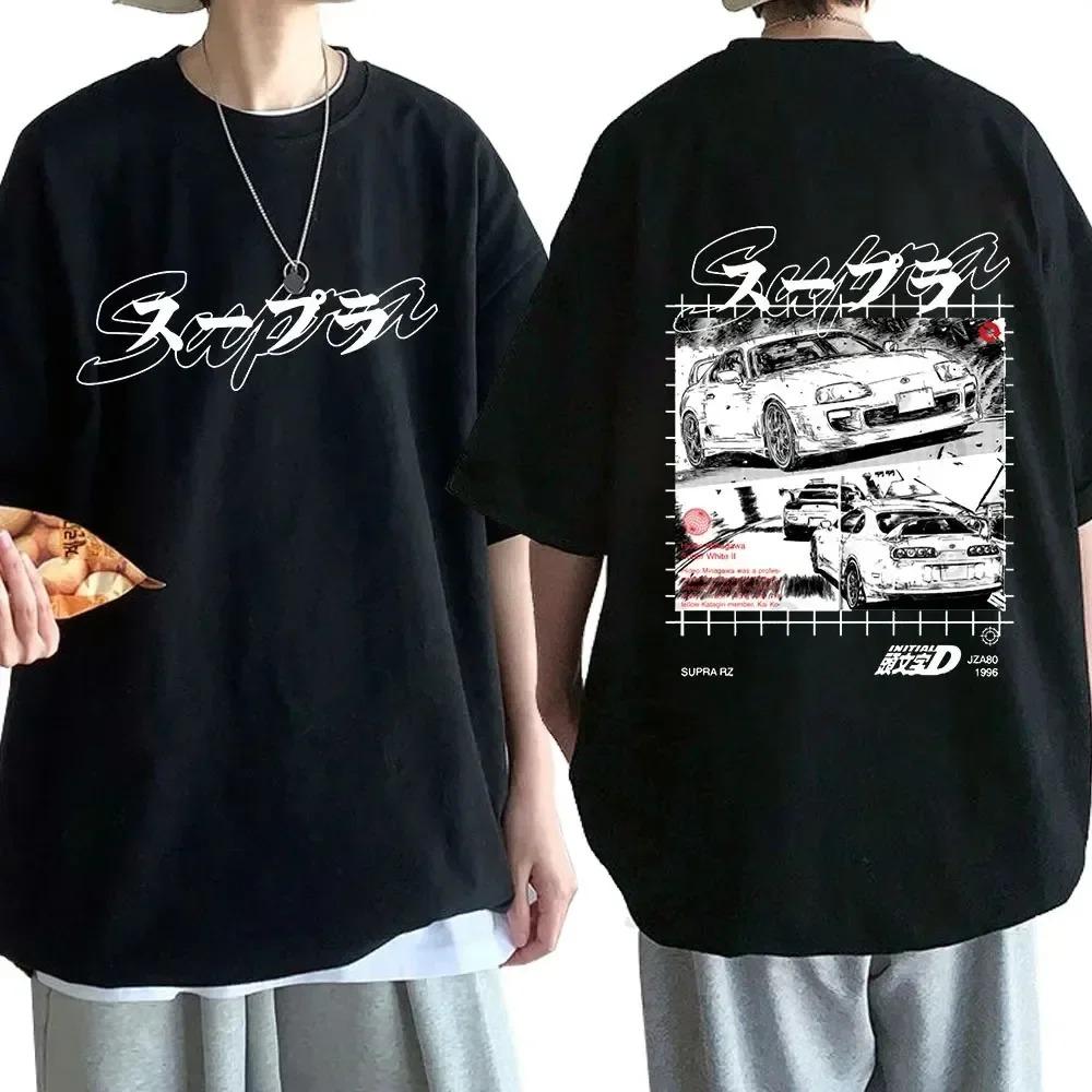 Anime Drift AE86 Initial D Oboustranné tričko s kulatým výstřihem a krátkým rukávem, letní, ležérní, unisex, R34 Skyline GTR JDM Manga trička