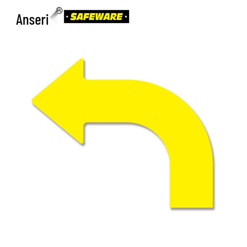 Yellow Left-Turn Corner Arrow Floor Decals (10-Pack)