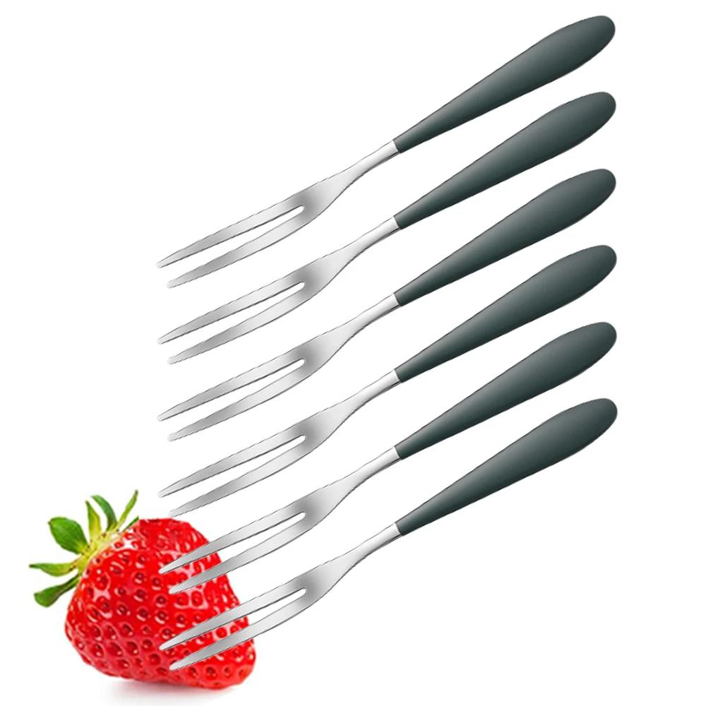 Fruit Forks Set of 6, 5.12Inch Stainless Steel Cocktail Fork Appetizer Small Forks Fruit Salad Fork for Party Hotel Restaurant
