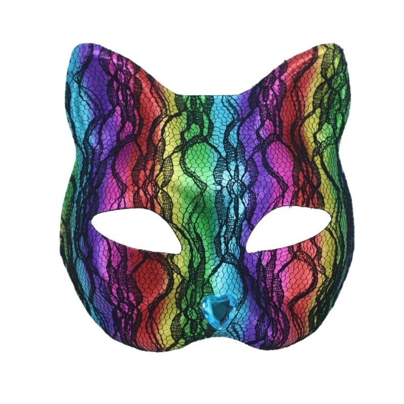 Elegant Cats Face Lace Snake Pattern Mask Costume Mask For Masquerades Ball Halloween Party And Cosplay