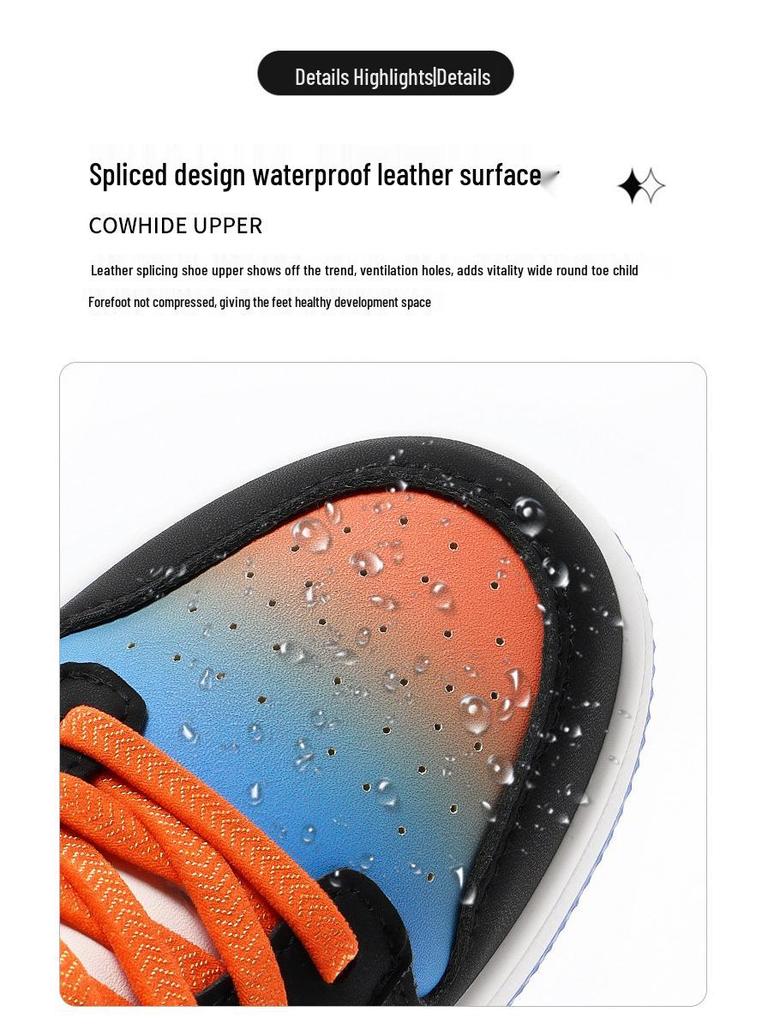 Bobodou Boys' Waterproof Leather Skate Shoes - 2025 Autumn/Winter Collection for Primary Students