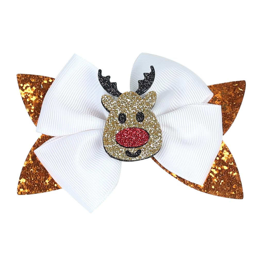 4 Inch Christmas Glitter Bow Hair Clip For Children Cartoon Hairpins Baby Reindeer Barrettes Ornament Hairgrip Hair Accessories