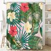 Bright Floral Green Leaves Shower Curtain for Bathroom Decor In Pink and Yellow TaurusDuan Brand Home Accessories