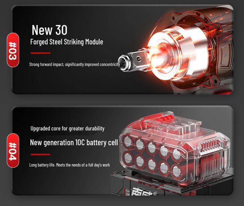Nanwei Knight Series Brushless High Torque Impact Wrench with Lithium Battery for Auto Repair and Woodworking