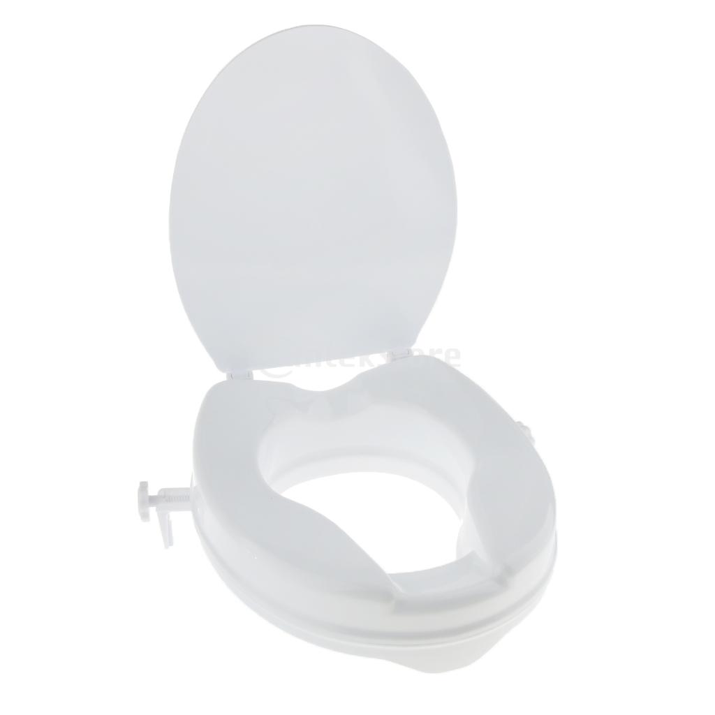 Handicapped Elderly Senior 2" Toilet Seat Riser Raised Safety Chair Lifter,Toilet Seat Elongated Riser White