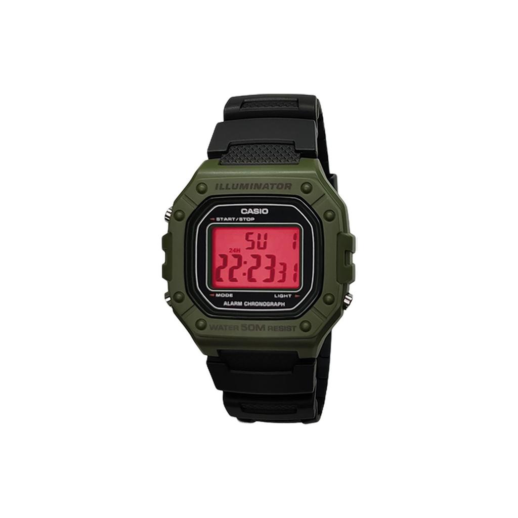 CASIO Custom Collection Quartz Movement Resin Strap Watch Men's Watches Green Dial W-218H-3A(Watch5--)